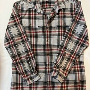Carhartt Workwear Men's Casual Plaid Shirt - Gray and Red Flannel Size M Medium